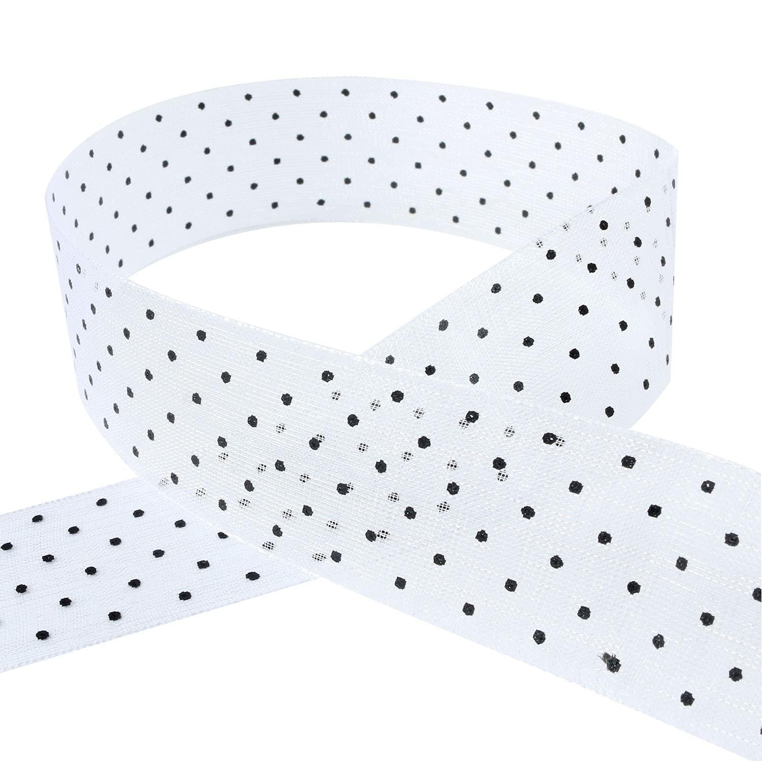 Konishi Ribbon Polka Dot Organza Ribbon 25mm Width × 15m Roll White KR1182-25-10