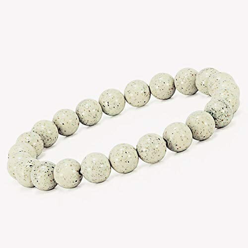 TENKAPAS Treasure from Taiwan Beitou Stone 8mm Bracelet Power Stone Single Strand Rosary Style Beige Color b8608-ss