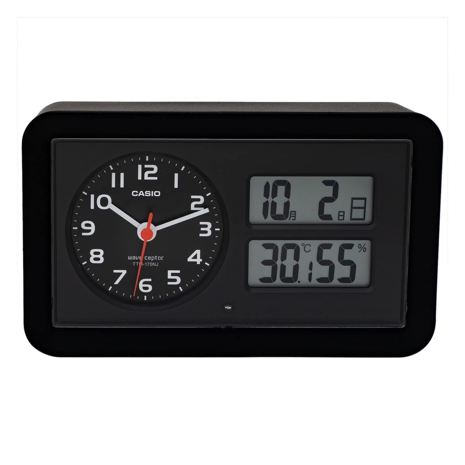 CASIO Alarm Clock Radio-Controlled Clock Black Analog Snooze Light Auto-Illumination TTM-170NJ-1JF