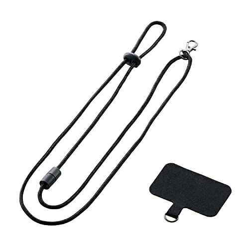 [ELECOM] Smartphone Band Smartphone Belt External Strap Hole Clip-On Sheet with Neck Strap Black P-STHNECBK