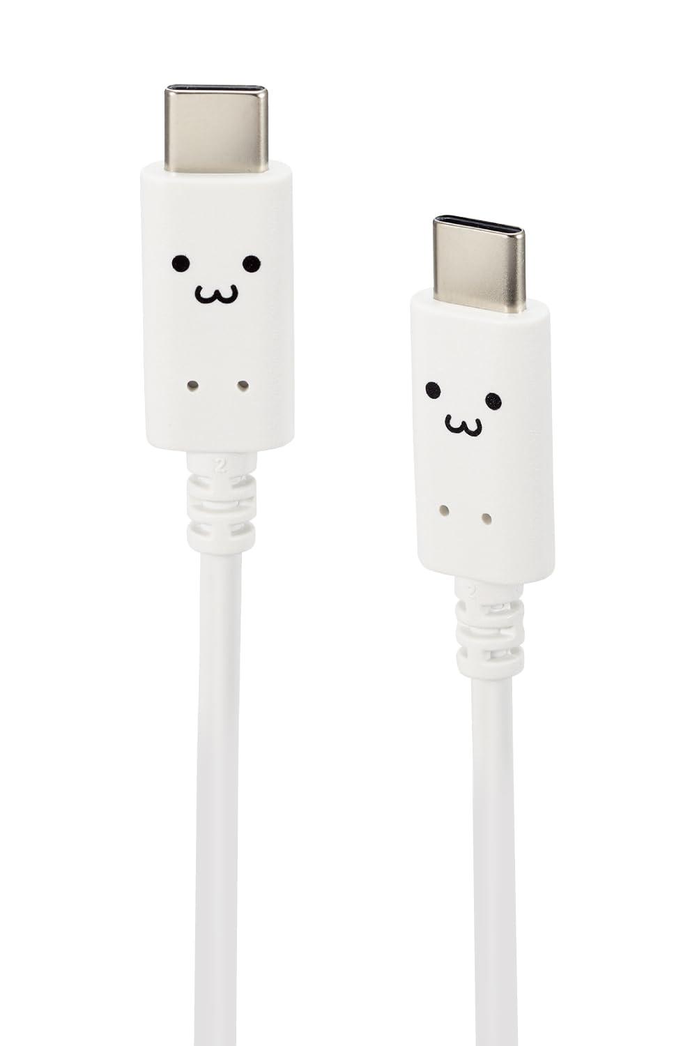 ELECOM USB-C to USB-C Cable 60W 20V 3A 2m USB PD Compatible Shiro-chan (White × Black) MPA-CCF20WF