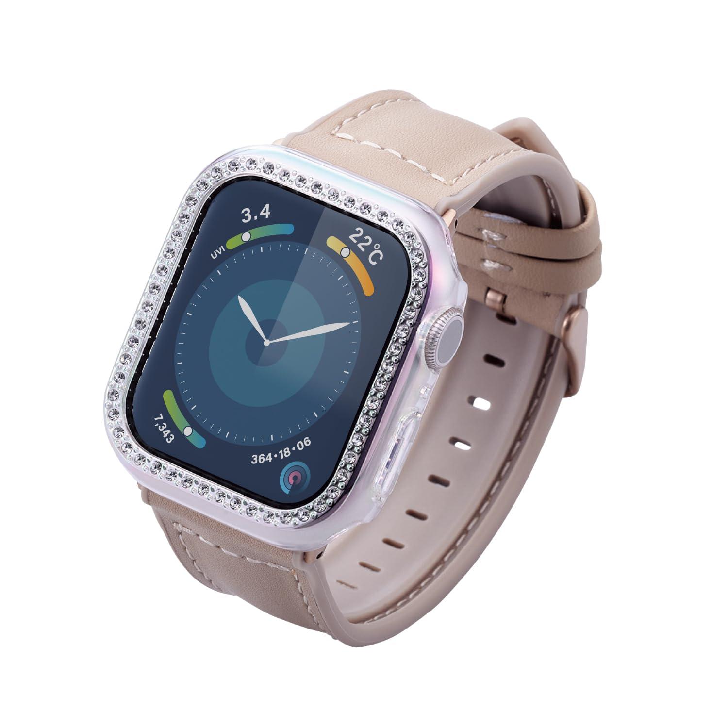 ELECOM Apple Watch Series 9/8/7 41mm Bumper Case with Hard &me Stone Aurora Clear AW-23BBPPJACR