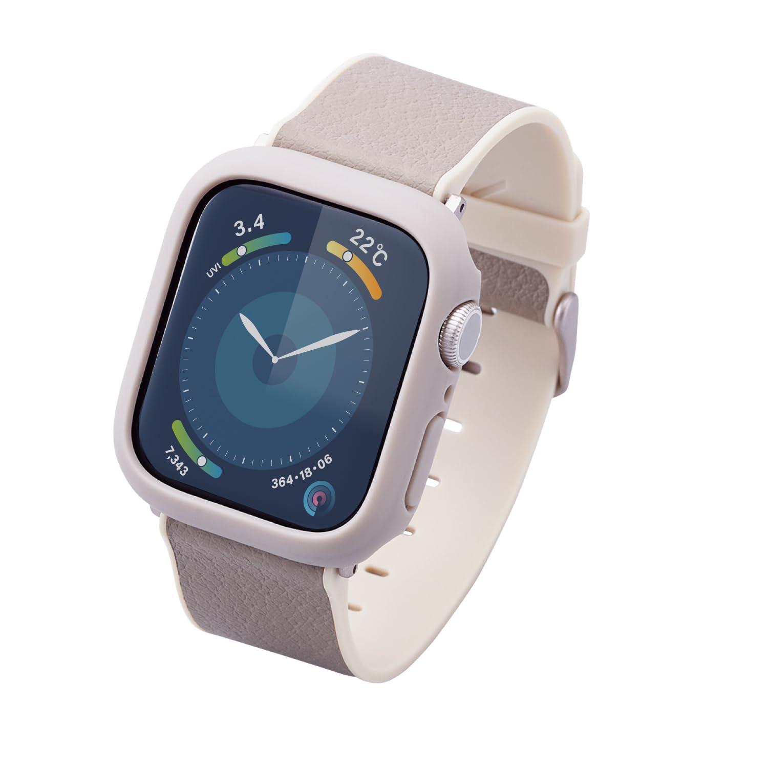 ELECOM Apple Watch Series 9/8/7 41mm Bumper Hard &me Rubber Coat Greige AW-23BBPPRGB