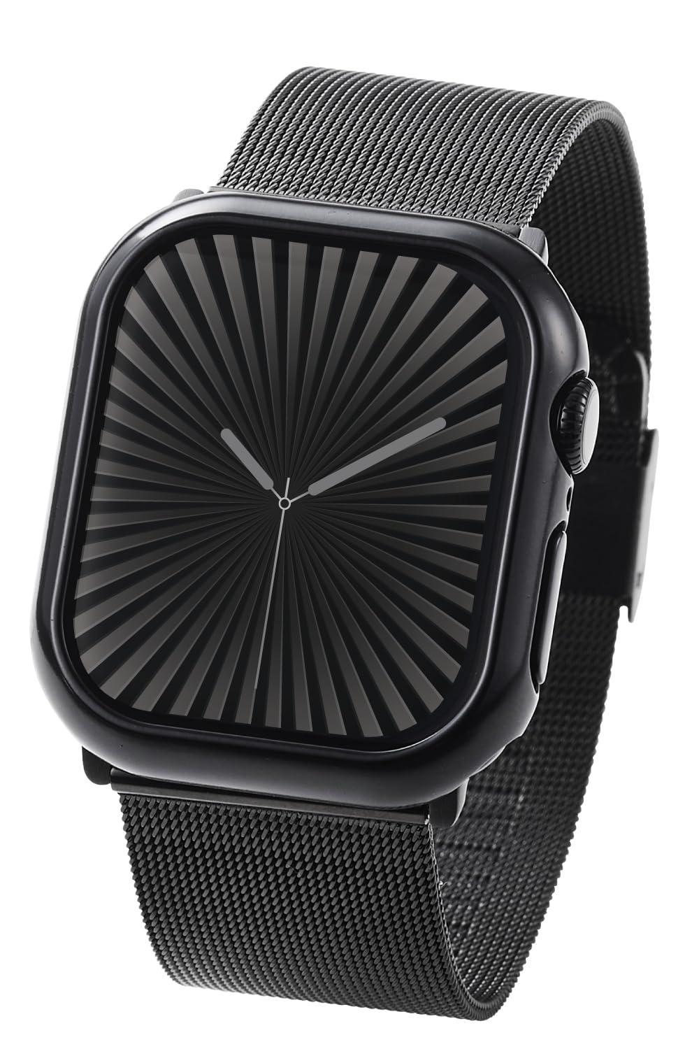 ELECOM Apple Watch Case [42mm] Series 10 Hard Bumper Metallic Black AW-24BBPPMBK