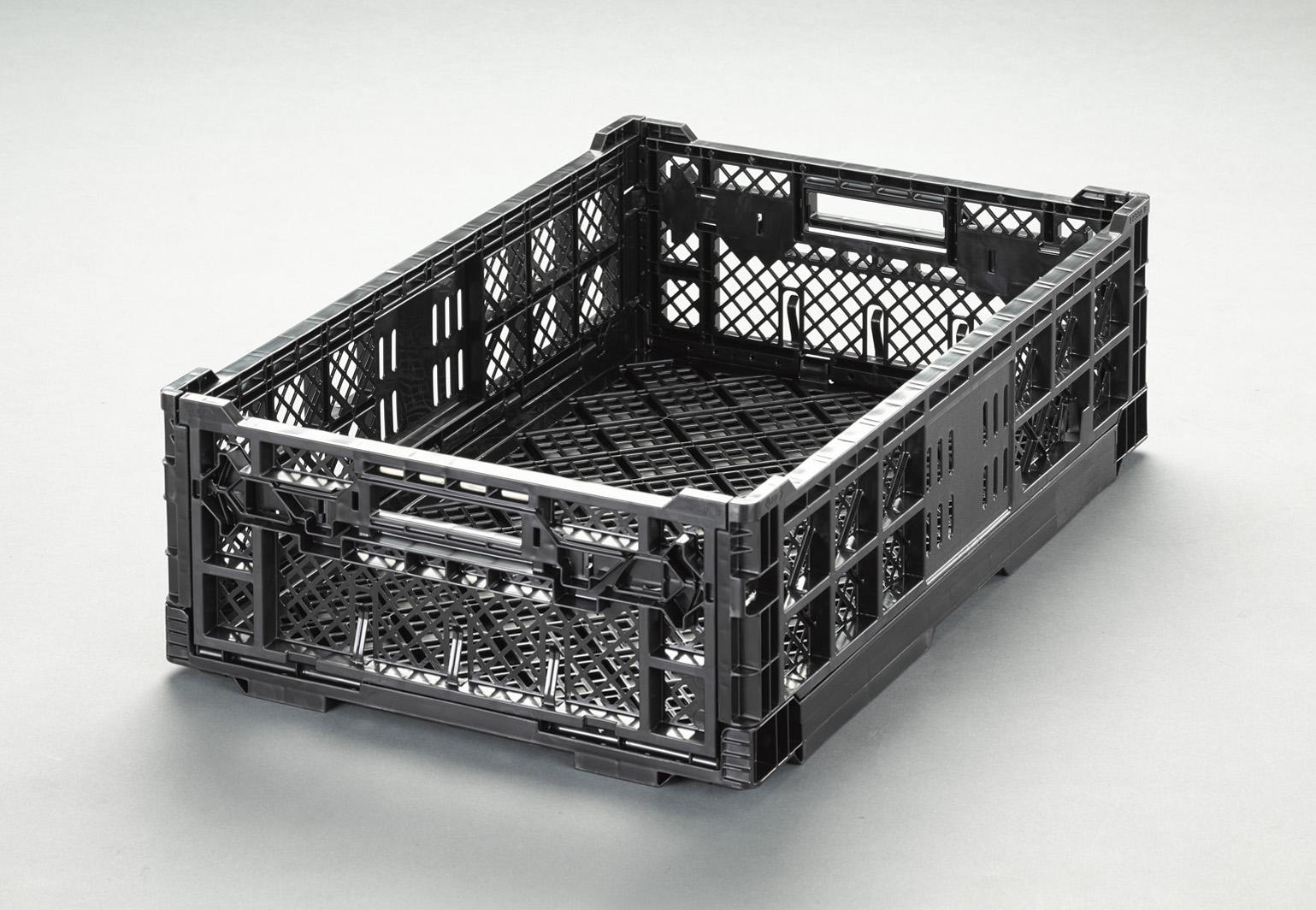 600x400x220mm/41.9L Folding Container (Black)
