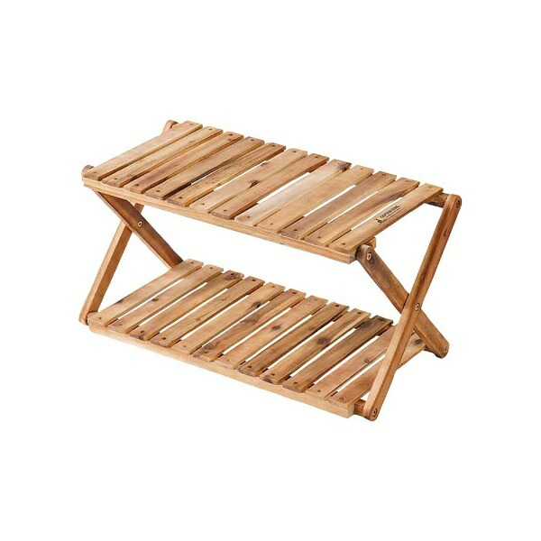 Captain Stag (CAPTAIN STAG) Camping Balcony Storage Shelf Wooden 2-Tier Rack MOVE Rack W600mm Height 2-Stage Adjustable CS Classics UP-2582