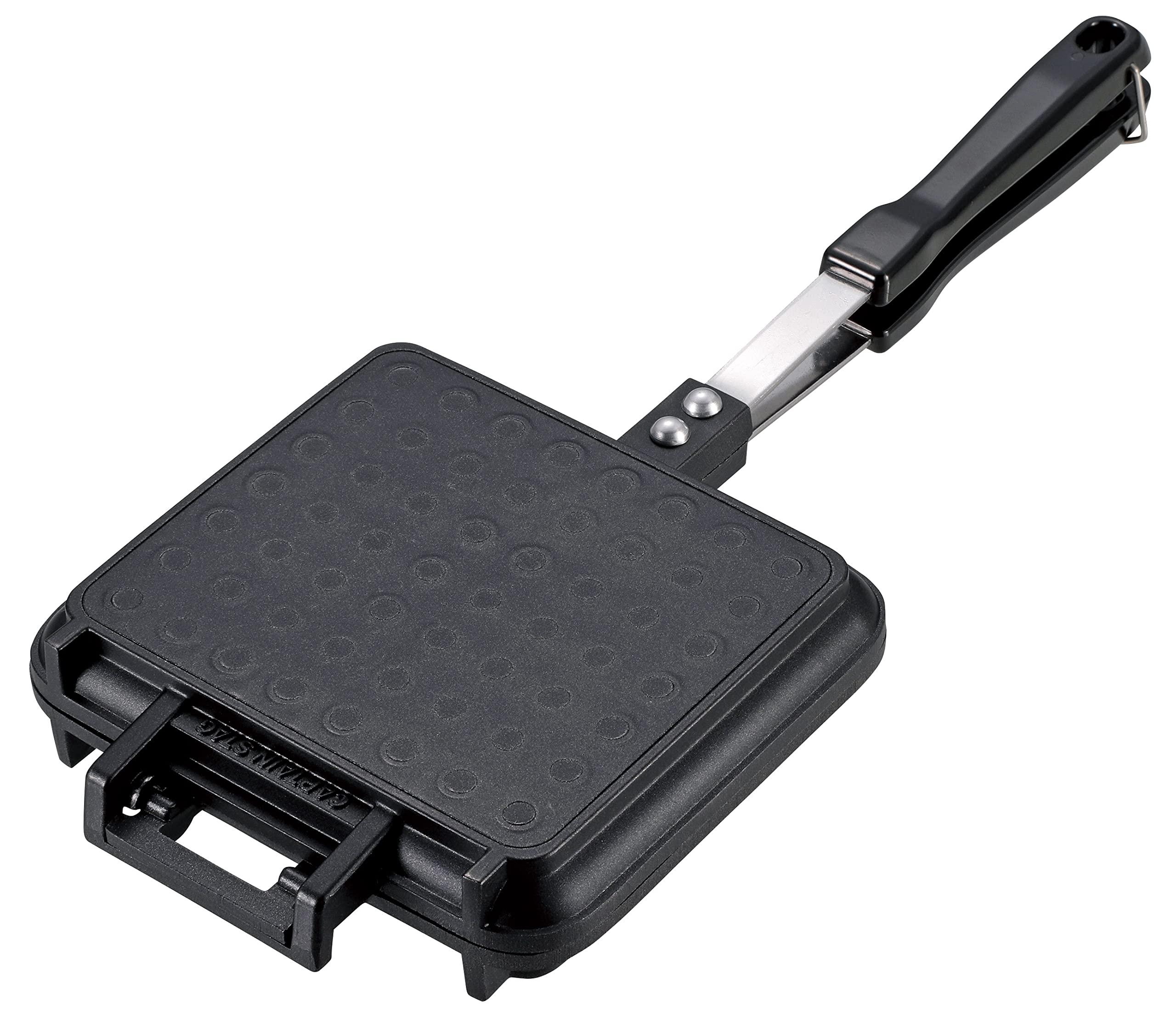 CAPTAIN STAG Hot Sandwich Maker Hot Sandwich Toaster CS Cast Aluminum Teflon-Coated IH Compatible UG-3082 Black Width 152 × Length 360 × Thickness 37mm