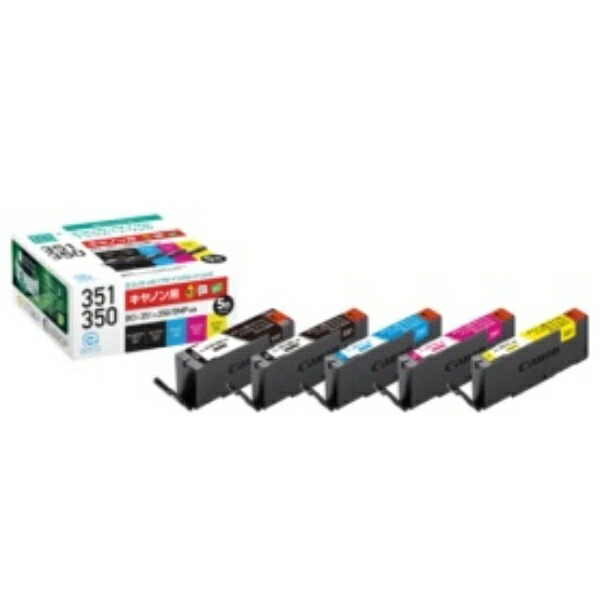 Ecolica Recycled Ink Cartridges [Canon: BCI-351+350/5MP Compatible] ECI-C351-5P 1 Box (5 Cartridges: 1 Each Color)
