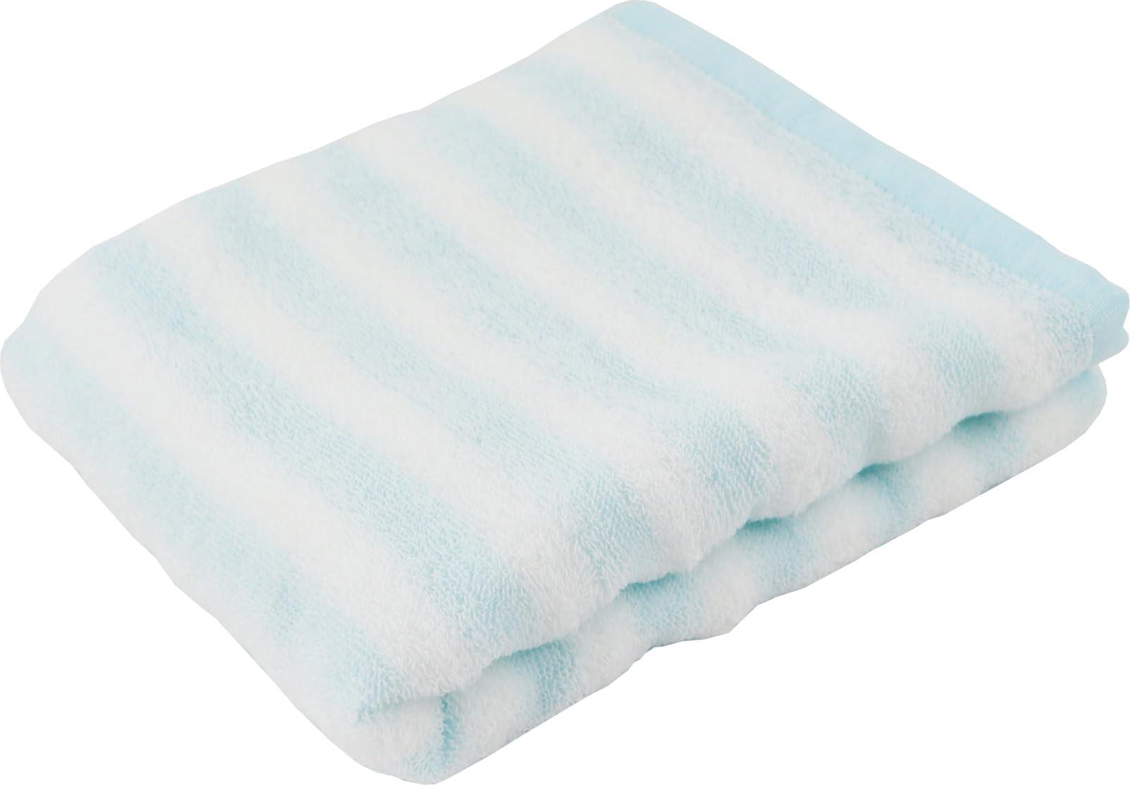 Nariwari Flying Towel Wave Pile Border Face Towel Approx. 34×80cm Blue SRWP-150