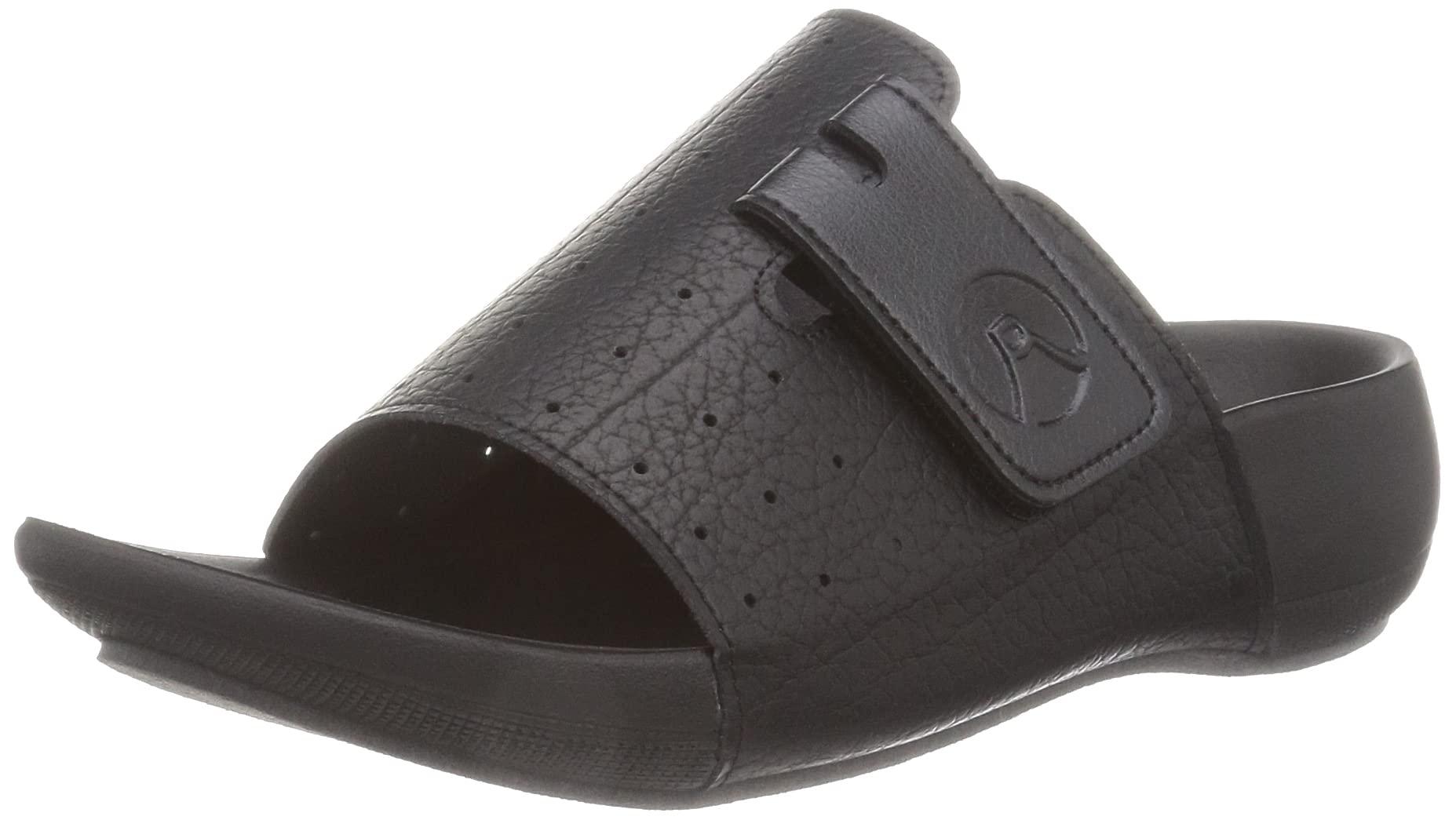 [Regetta] Room Sandal R-68E Unisex Cover Sandal Indoor Footwear Office Slip-On Slide Open-Toe Easy to Walk In Easy to Wear Less Fatigue Comfort Made in Japan R68E Black 25.0 cm~26.0 cm