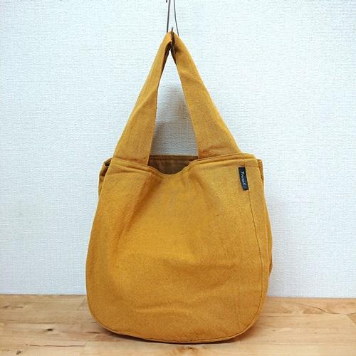 Made in India 100% Cotton Washed Cotton Round Bag S Mustard