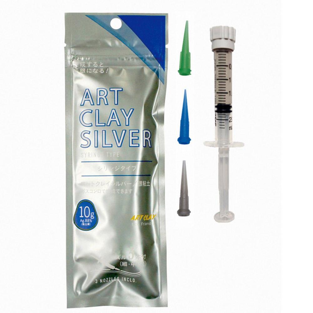 Aida Chemical Industry Art Clay Silver Syringe Type 10g (with 3 nozzles)