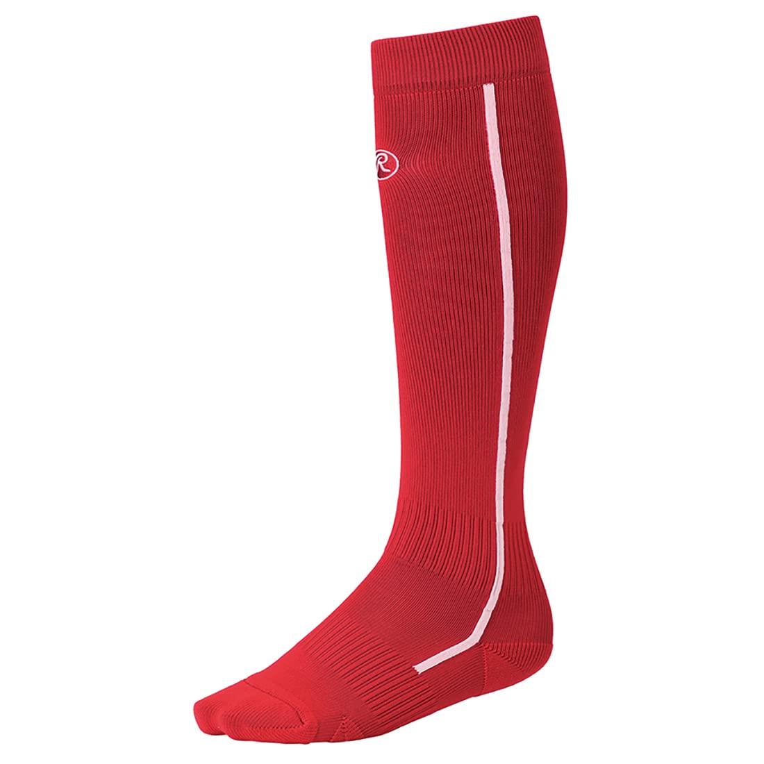 Rawlings Baseball Adult Vertical Long Socks Light AAS13S01 Red/White Size 22-25