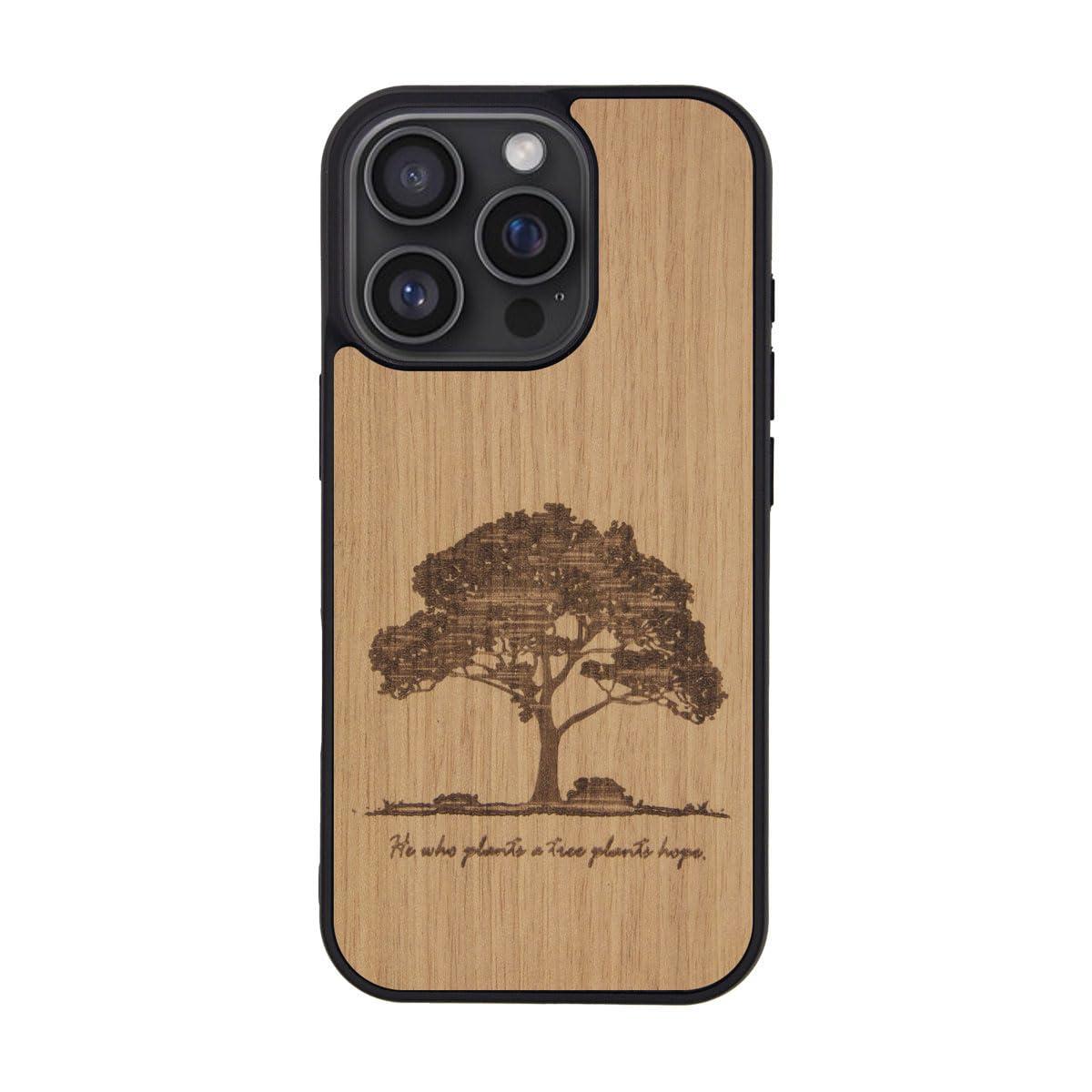 Man&Wood iPhone 16 Pro Case MagSafe Compatible Natural Wood [ Wooden Slim Wood Shockproof High Durability Dustproof Easy to Attach/Detach Strap Hole Included Wireless Charging ] iPhone Protective Cover Tree (Wood) I27062i16PR