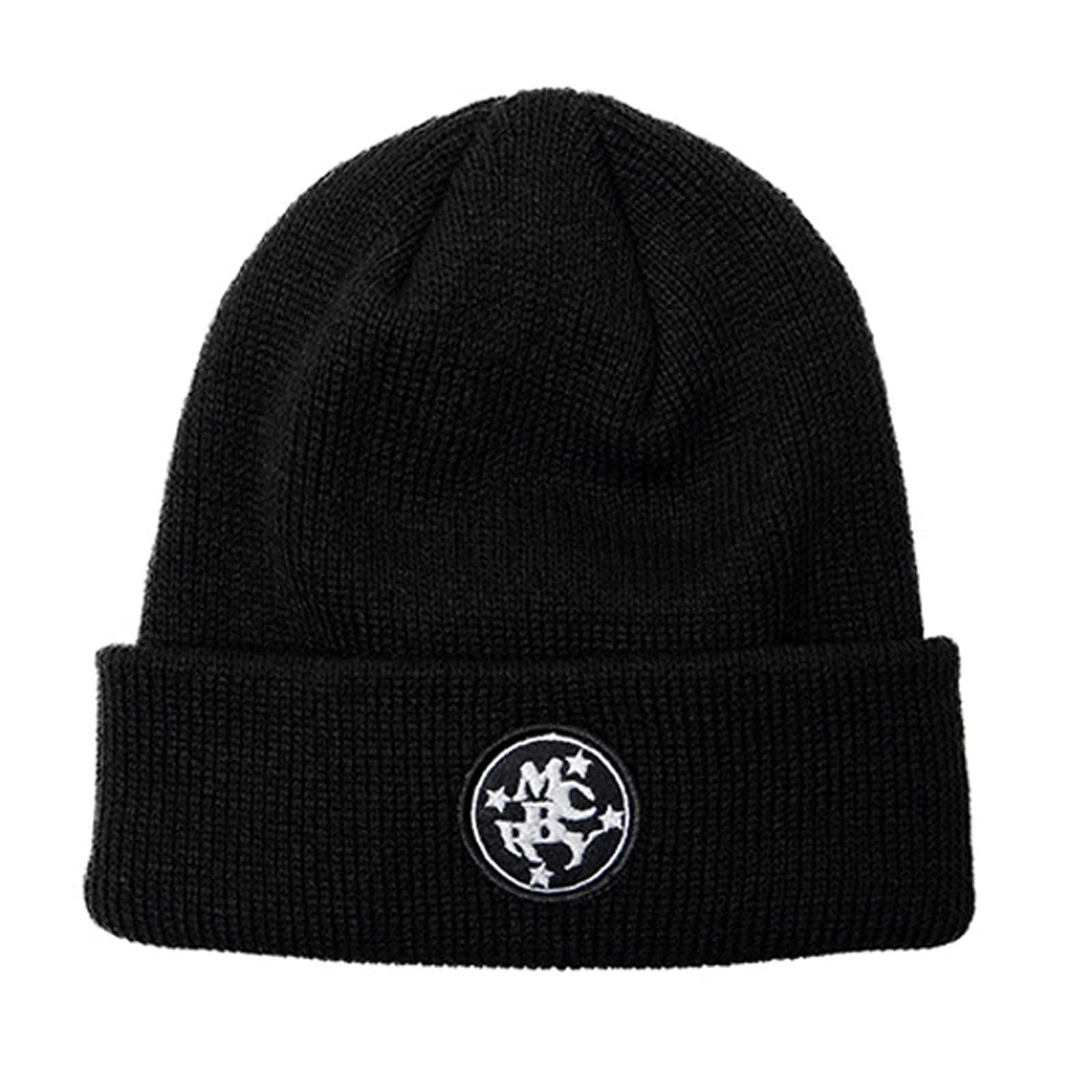 [Mackバリー] FOURSTAR MACK PATCH BEANIE Large Size Knit Cap Unisex Men's Women's Hip Hop Sports Gym Dance Fashionable Cute Simple Black Acrylic (Black) (BLACK PATCH)