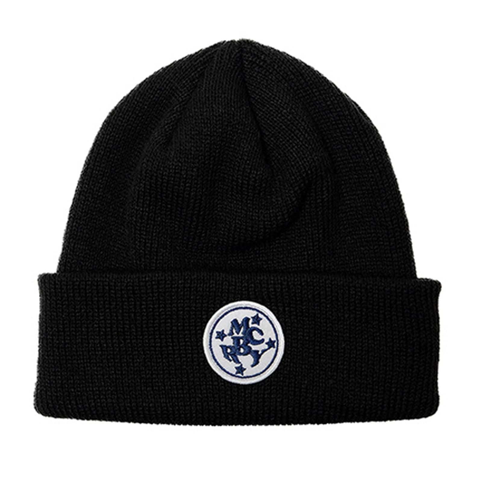 [Mackバリー] FOURSTAR MACK PATCH BEANIE Large Size Knit Cap Unisex Men's Women's Hip-Hop Sports Gym Dance Fashionable Cute Simple Black Acrylic (Black) (WHITE PATCH)