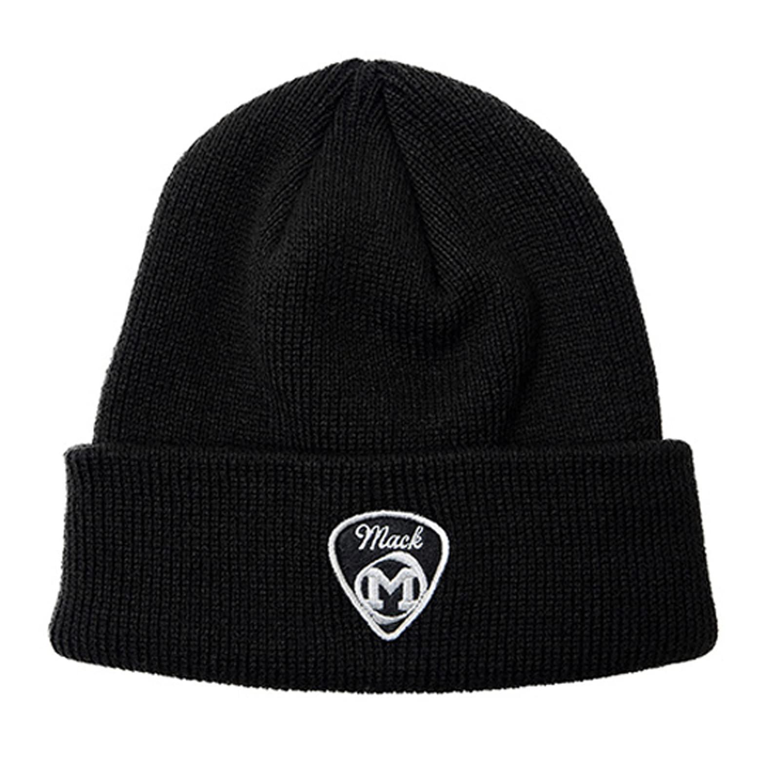 [Mack M] BEANIE Large Size Knit Hat Unisex Men's Women's Hip Hop Sports Gym Dance Fashionable Cute Simple Black Acrylic (Black) (MACK M LOGO PATCH BEANIE)