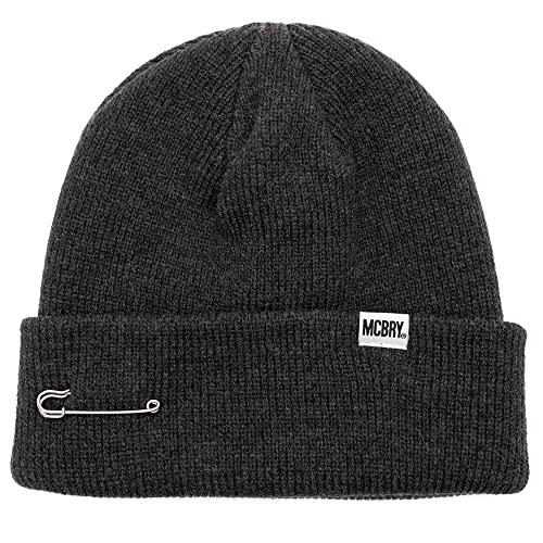 MACK BARRY MCBRY LONG BEANIE Knit Hat Knit Beanie Men's Women's Unisex Black Gray Navy One Size Fits All 20cm x 19cm (Gray)