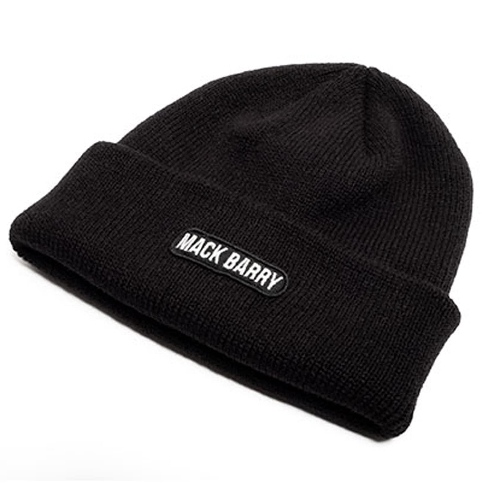 [Macバリー] BEANIE Large Size Knit Hat Unisex Men's Women's Hip-Hop Sports Gym Dance Fashionable Cute Simple Black Acrylic (Black) (PATCH HEAVY WEIGHT BEANIE)