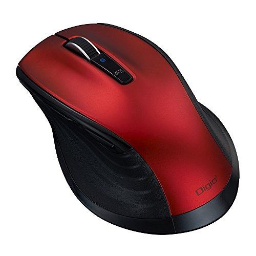 Digio2 F_line 5-Button Blue LED Mouse, Large Size, Wireless Bluetooth, Silent, Red 48425