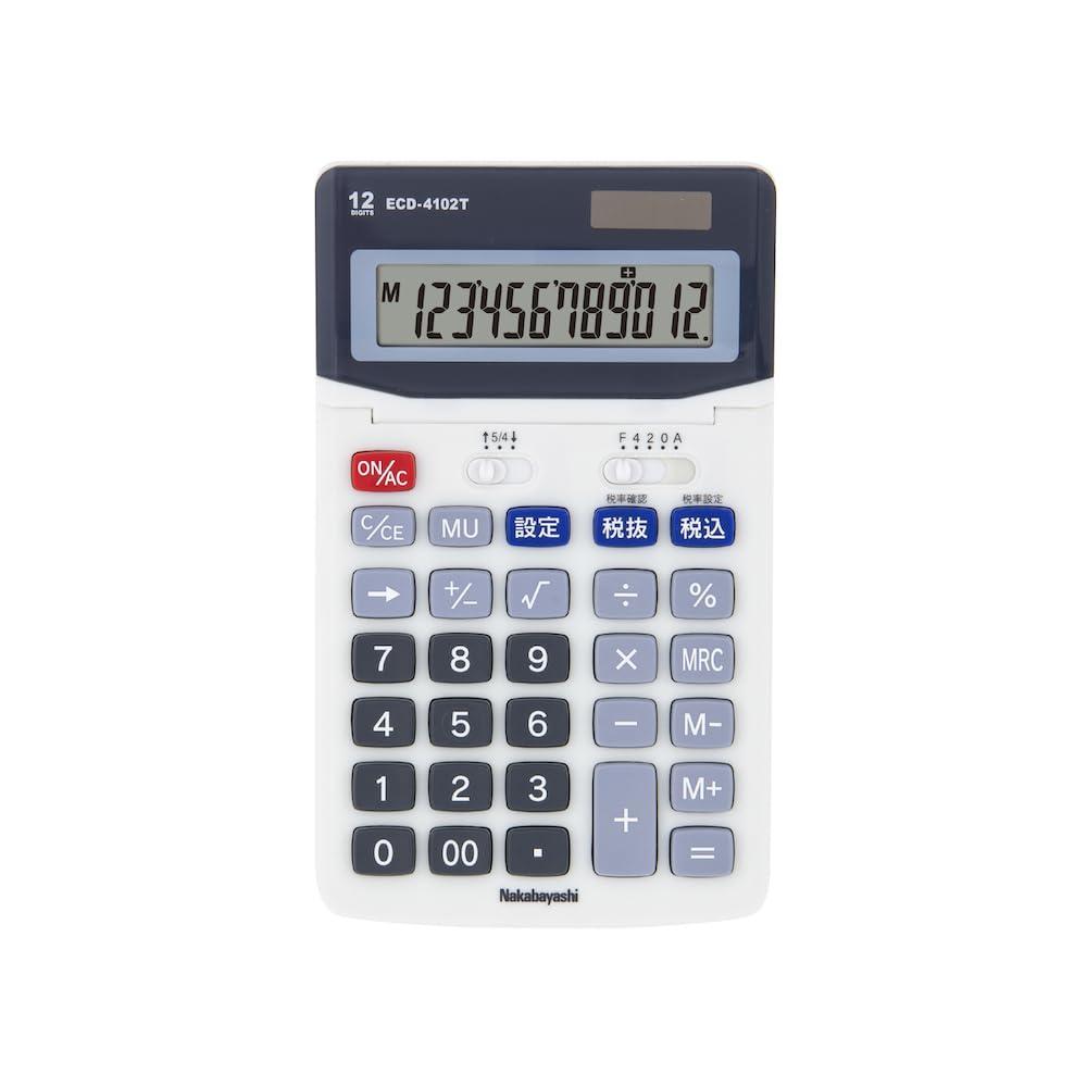 Nakabayashi Desktop Calculator 12-Digit Standard M Light Gray ECD-4102TLG