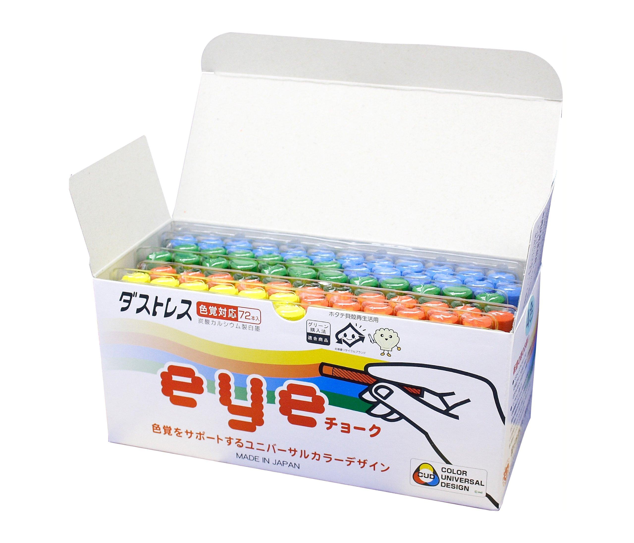 Nippon Rikagaku Dustless Eye Chalk 4 Colors DCI-72-4C 72 Pieces