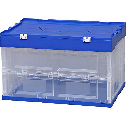 Iris Ohyama Container Folding Container Hard Type with Integrated Lid HDOH-50L Blue/Clear