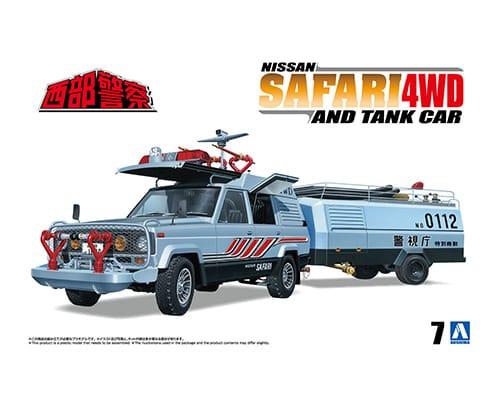 Aoshima Bunka Kyozai Sha Western Police No.7 Safari 4WD & Tank Truck 1/24 Scale Plastic Model Kit (Automobile)
