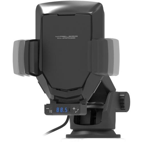Kashimura / Automatic Opening/Closing Wireless Charging Holder with FM Transmitter, Suction Cup Mount Model Number: KW-48