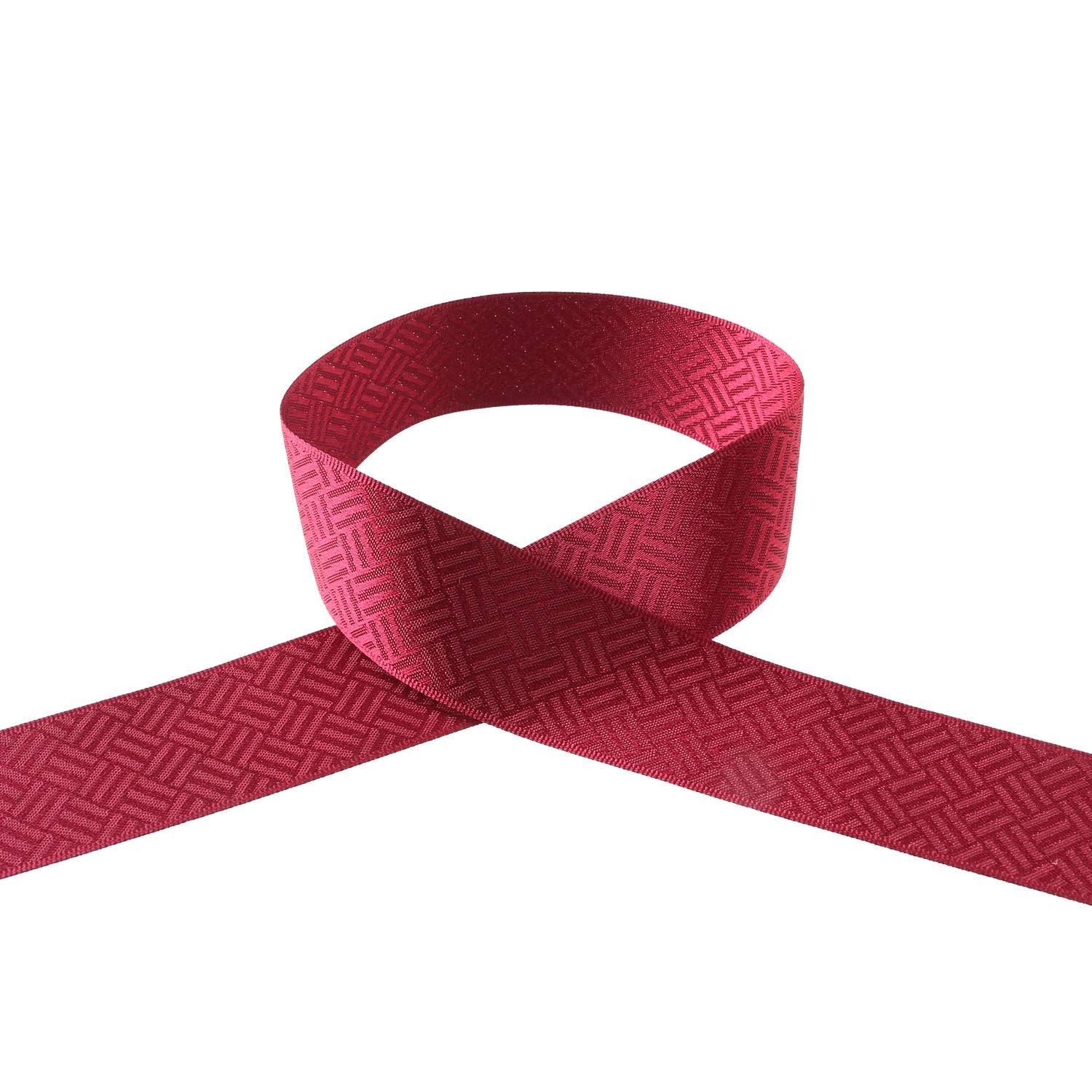 Konishi Ribbon Japanese Pattern Ribbon Romantic Style Sashiko Pattern Width 24mm × 5m Roll Burgundy KR7100-24-35