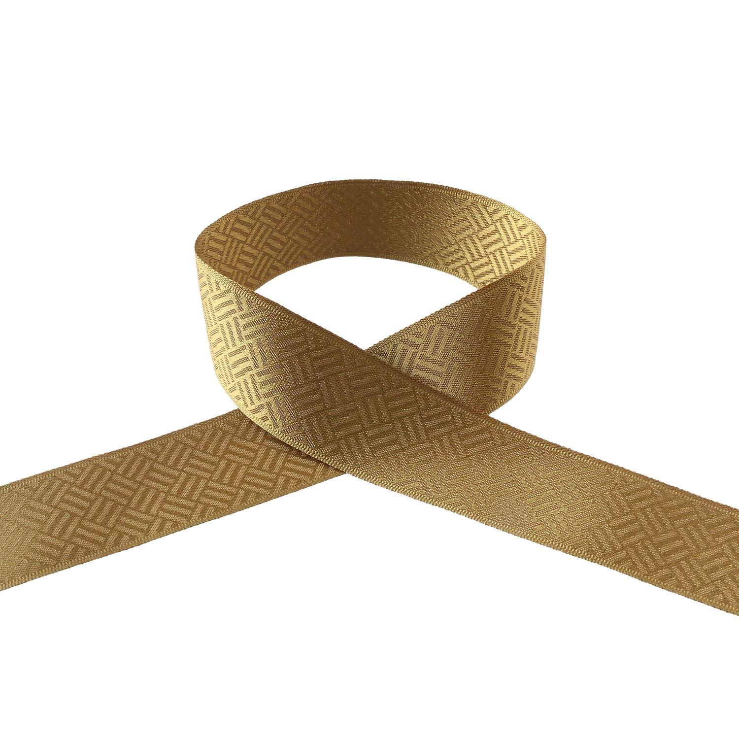 Konishi Ribbon Japanese Pattern Ribbon Romantic Style Sashiko Pattern Width 24mm × 5m Roll Gold KR7100-24-49