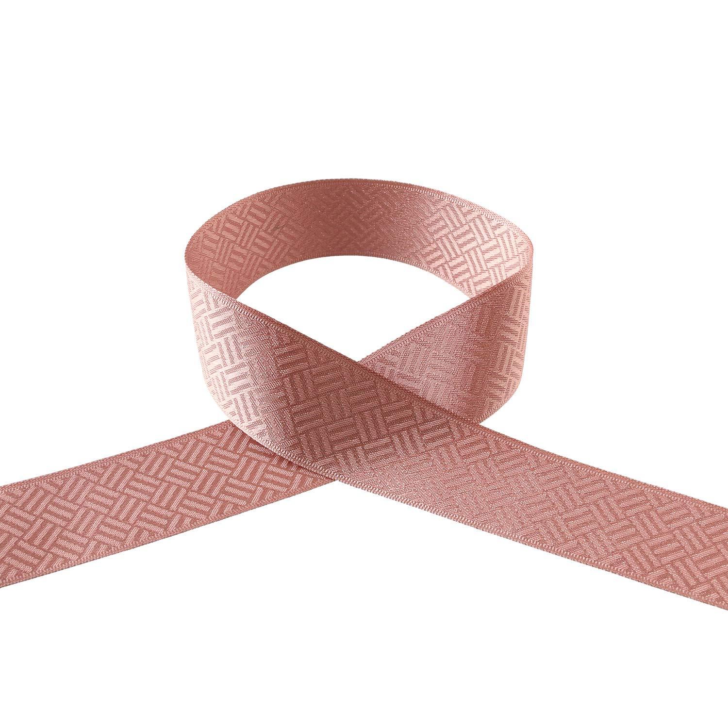 Konishi Ribbon Japanese Pattern Ribbon Romantic Style Sashiko Pattern Width 24mm × 5m Roll Dusty Pink KR7100-24-50