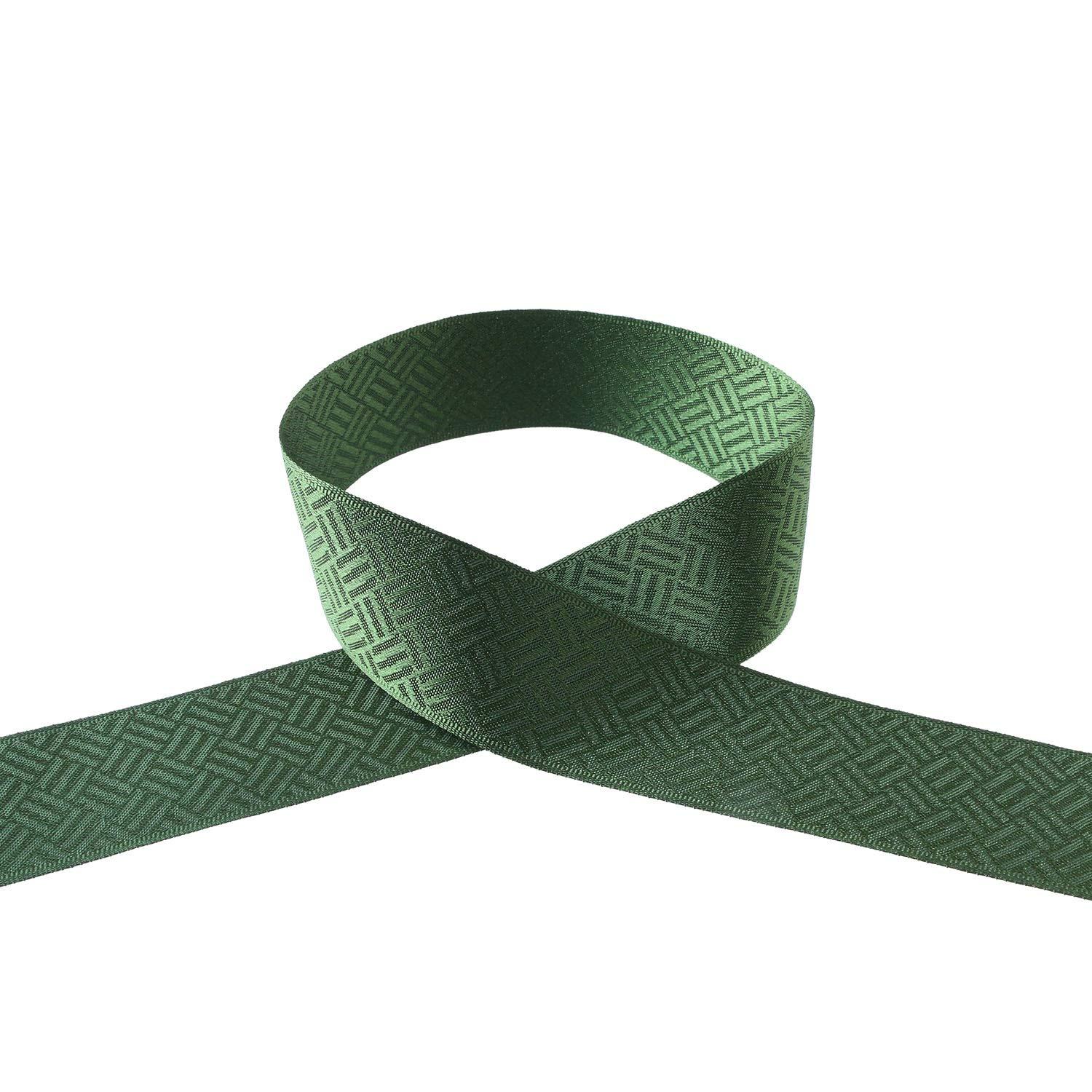 Konishi Ribbon Japanese Pattern Ribbon Romantic Style Saia Pattern Width 24mm x 5m Roll Green KR7100-24-92