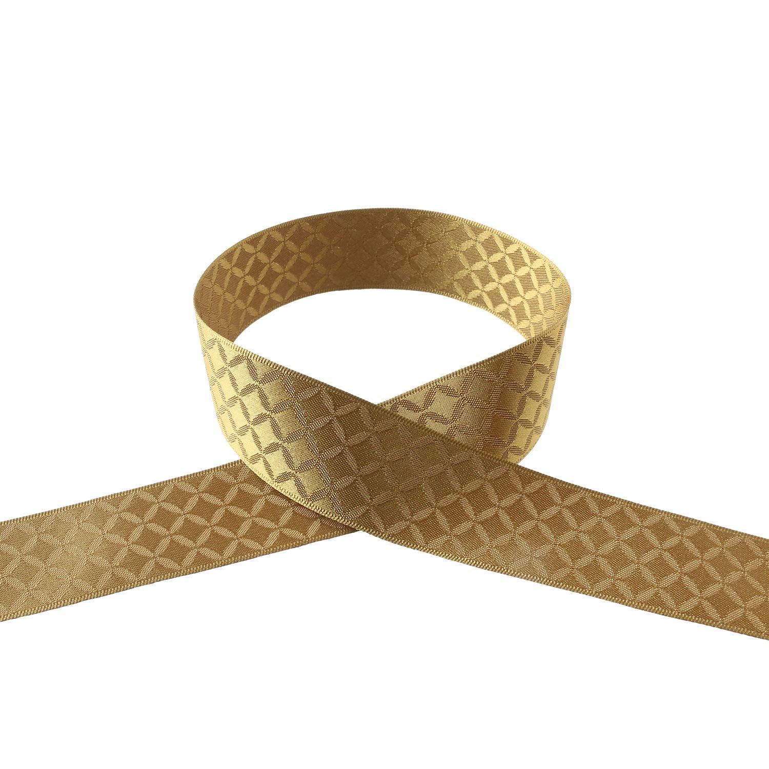 Konishi Ribbon Japanese Pattern Ribbon Romantic Style Cloisonné Pattern Width 24mm × 5m Roll Gold KR7200-24-49