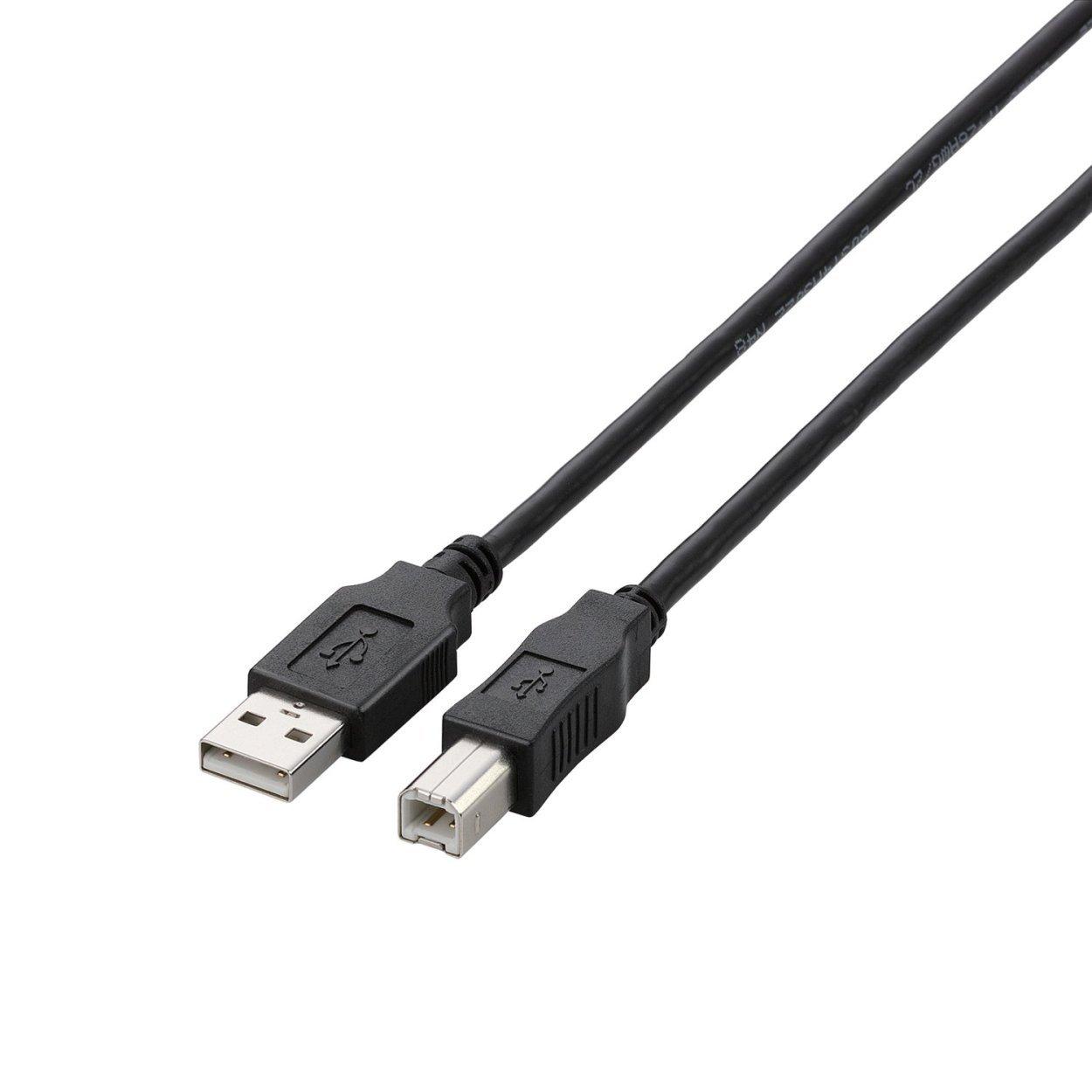 ELECOM USB Cable  USB 2.0 (USB Type-A Male to USB Type-B Male) 5m Black U2C-BN50BK