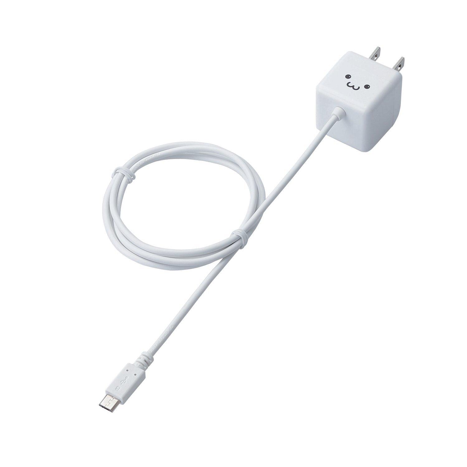 ELECOM Smartphone AC Charger / microUSB / CUBE / Straight / 1.0m / WH