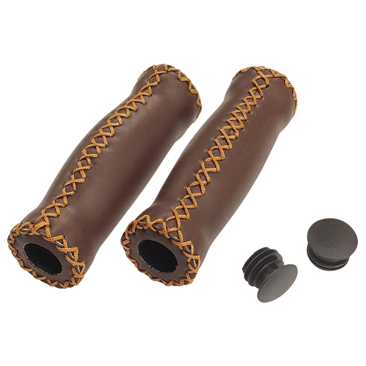 Belo Bicycle Grips [Barrel-Shaped Grips] 128mm Dark Brown Pair VLG-617A Small