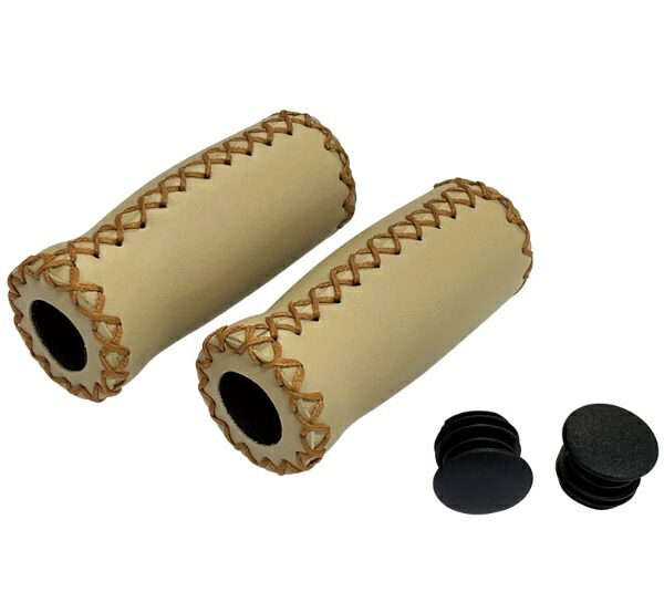 Velo Bicycle Grips [Barrel-Shaped Grips] Beige 92mm Left/Right Set VLG-617-2A Small