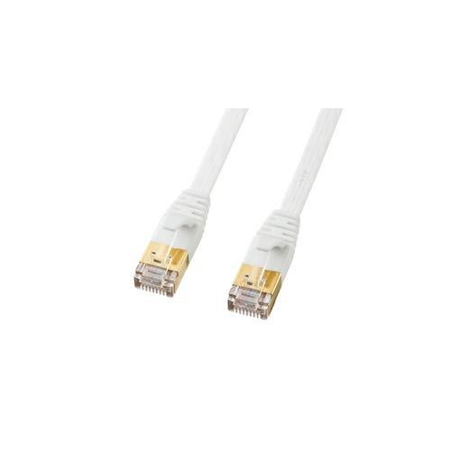 Sanwa Supply LAN Cable CAT7 Ultra Flat (0.5m) 10Gbps/600MHz Gigabit Ethernet Cable with Snap-Proof RJ45 Connectors White KB-FLU7-005W