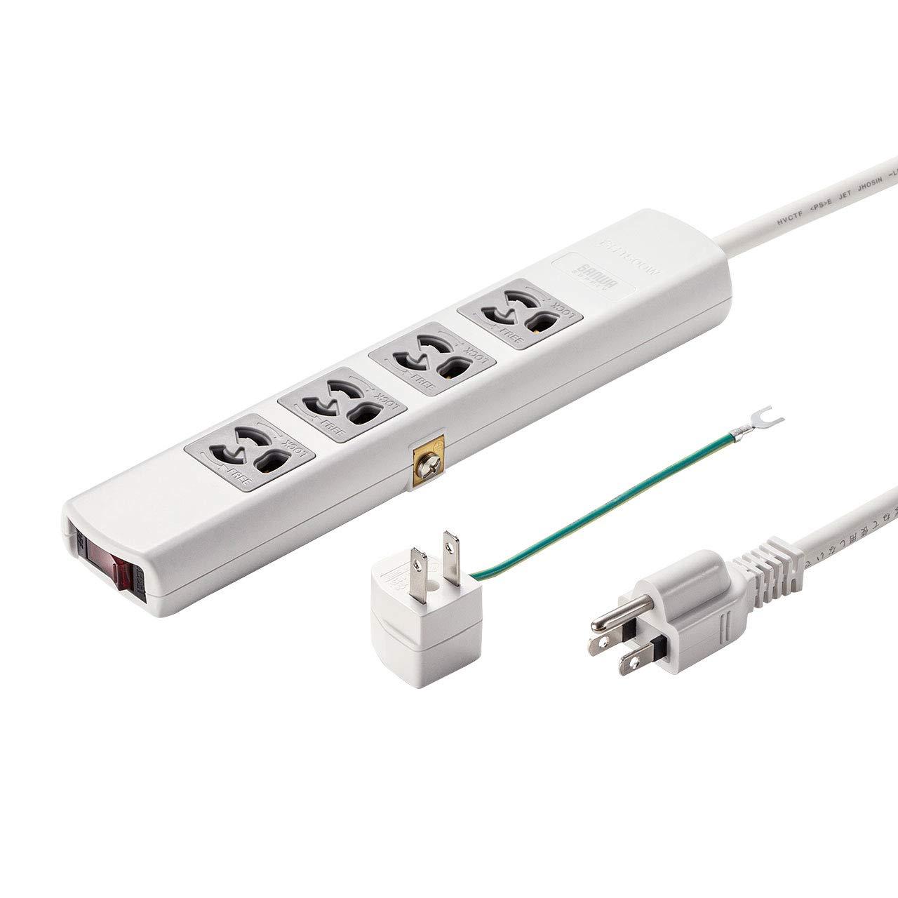 Sanwa Supply Power Strip 3P, 4 Outlets, 5m TAP-34MG-5