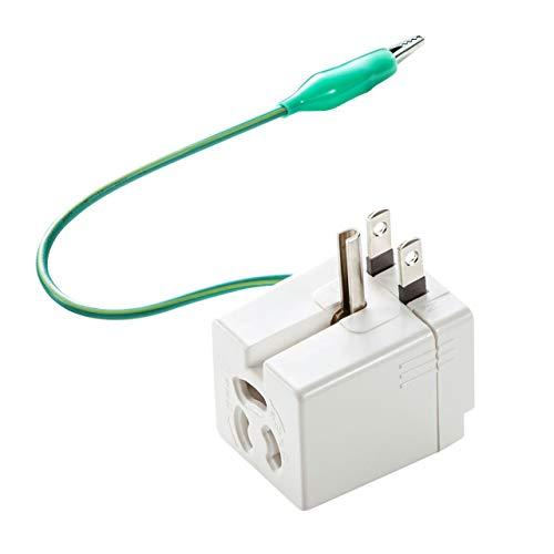Sanwa Supply Built-in Thermal Fuse Adapter 2P/3P Plug with Ground TAP-AD9W