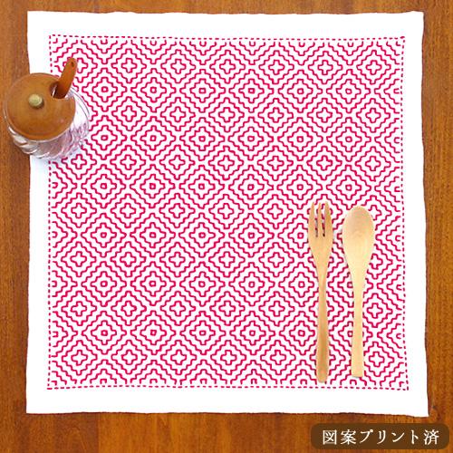 Olimpas Silk Sashiko Kit: Single-Stitch Flower Dishcloth - Persimmon Blossom SK-295