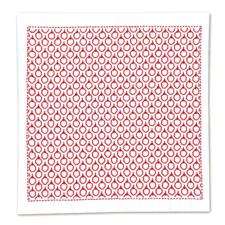 Olimpas Silk Sashiko Kit: Flower-Patterned Apple Dishcloth SK-357