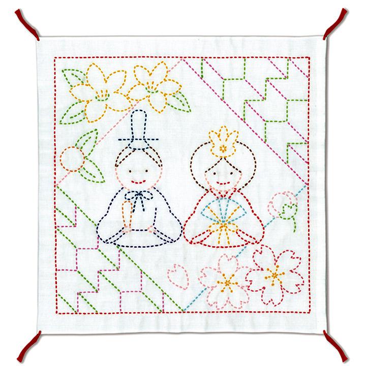 Olimpas Silk Sashiko Kit: Flower Dishcloth for Hina Matsuri (Doll Festival) SK-360