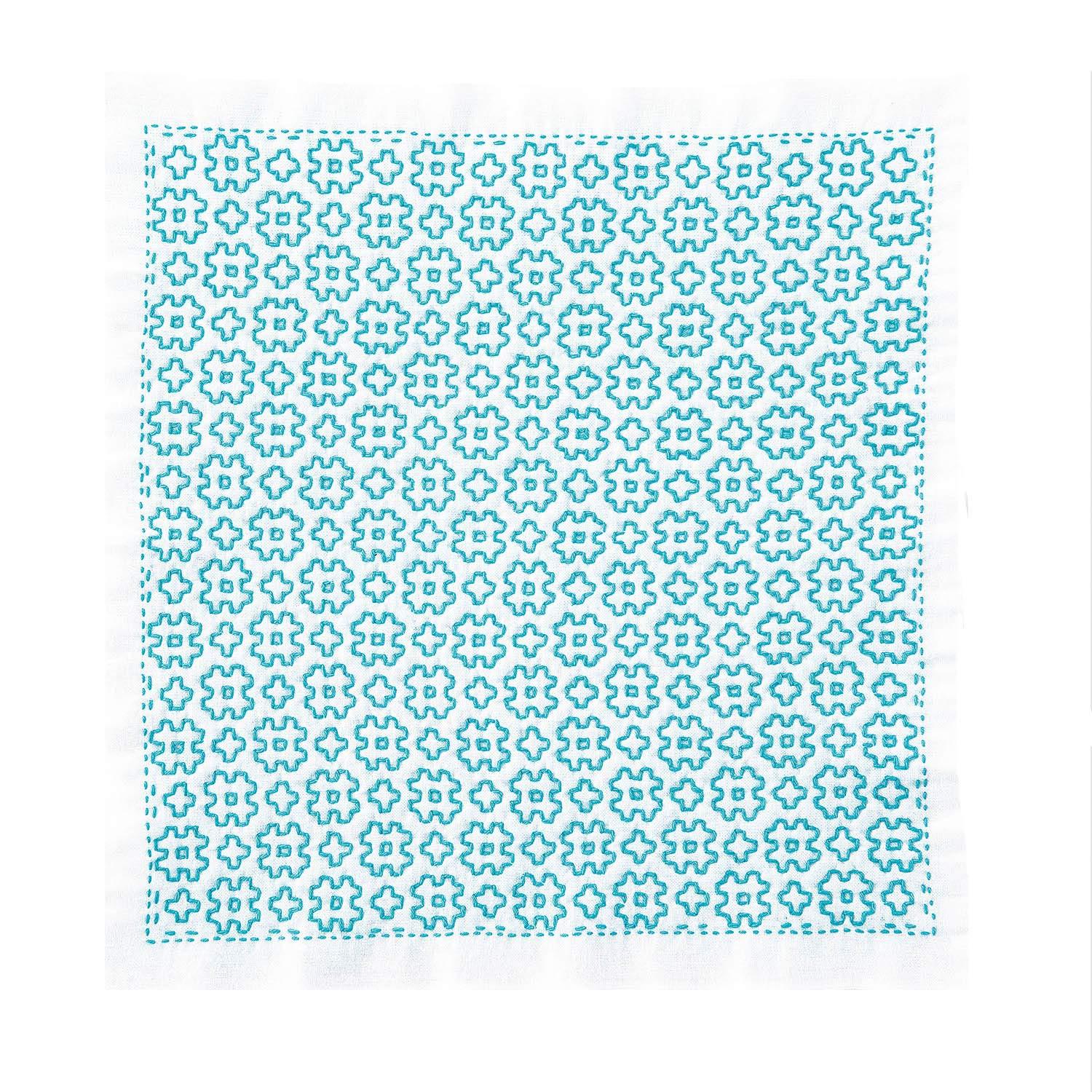 Olimpas Silk Single-Stitch Flower Dishcloth Sashiko Kit Well Frame Approx. 34cm (W) x 34cm (H) OLY-SK-385