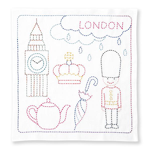Olimpas Silk World Traveling Flower Dishcloth Sashiko Kit LONDON SK-389