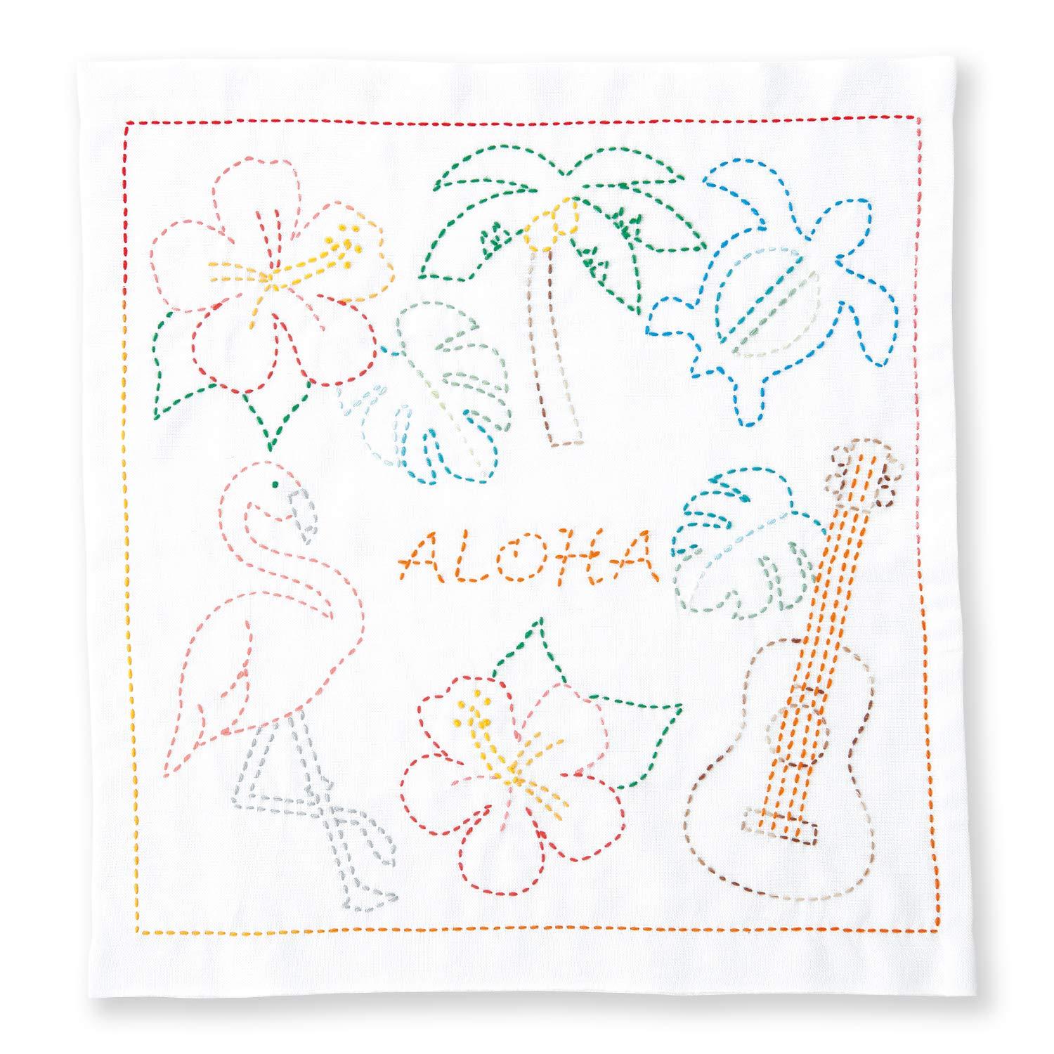Olimpas Silk World Traveling Flower Dishcloth Sashiko Kit ALOHA SK-390