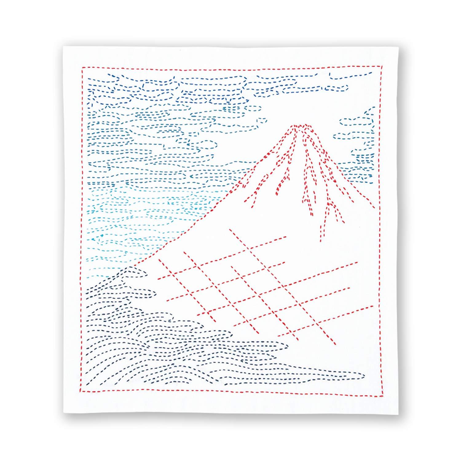Olimpas Silk Katsushika Hokusai Thirty-Six Views of Mount Fuji Sashiko Kit “Clear Sky with a Favorable Wind” (Gaihuu Kaisei) SK-409