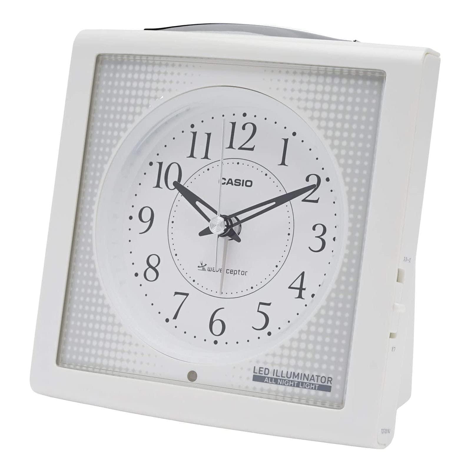 CASIO Alarm Clock, Radio-Controlled, Analog, Permanent Backlight, White, 12.3×12.2×7.5cm, TQT-251NJ-7BJF