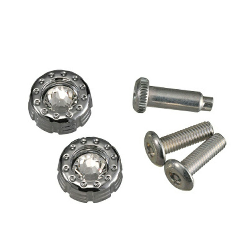 CARMATE Vehicle License Plate Security Bolt & Cap Crystal Chrome Plated LS416